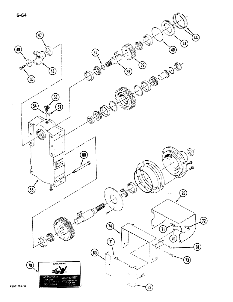 Схема запчастей Case IH 9270 - (6-64) - PTO TRANSFER CASE ASSEMBLY (CONTD) (06) - POWER TRAIN