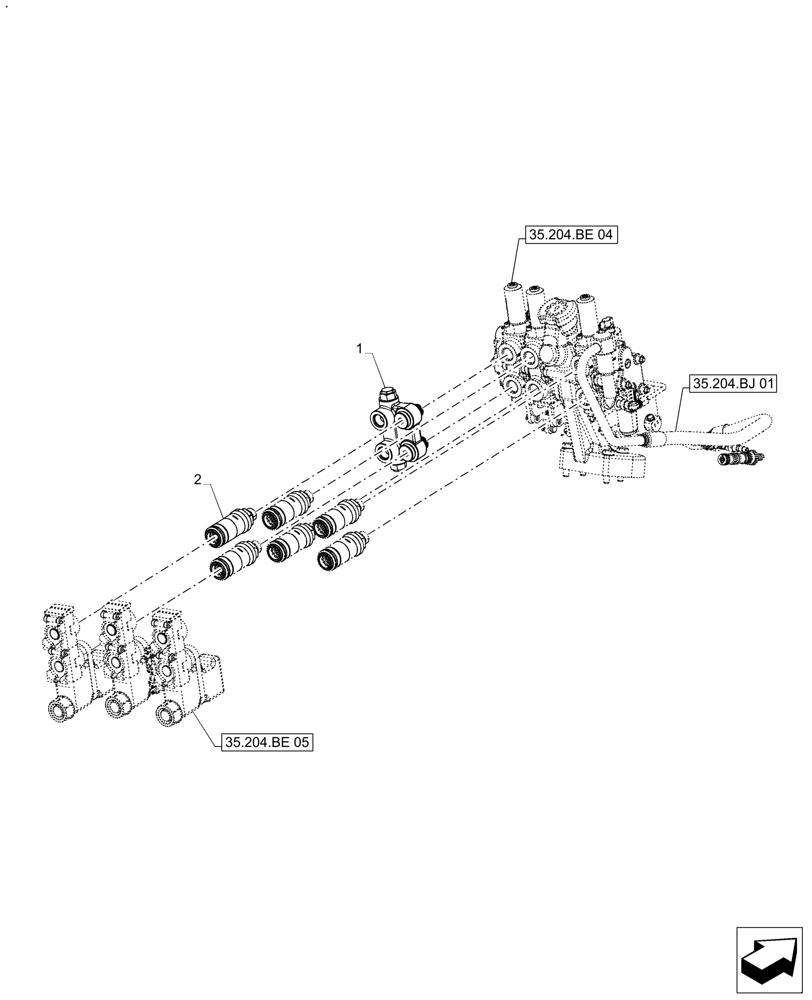 Схема запчастей Case IH FARMALL 120A - (35.204.BE[06]) - VAR - 334195 - 3 REMOTE CONTROL VALVES (35) - HYDRAULIC SYSTEMS