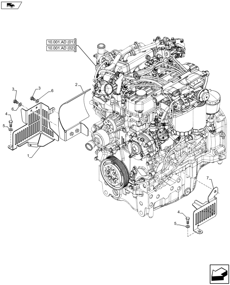 Схема запчастей Case IH FARMALL 115U - (90.102.AG) - VAR - 391192 - ENGINE SHIELD (90) - PLATFORM, CAB, BODYWORK AND DECALS
