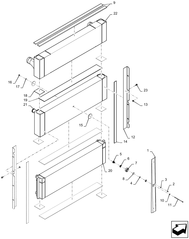 Схема запчастей Case IH 7240 - (10.400.BE[01]) - RADIATOR & COOLER (10) - ENGINE