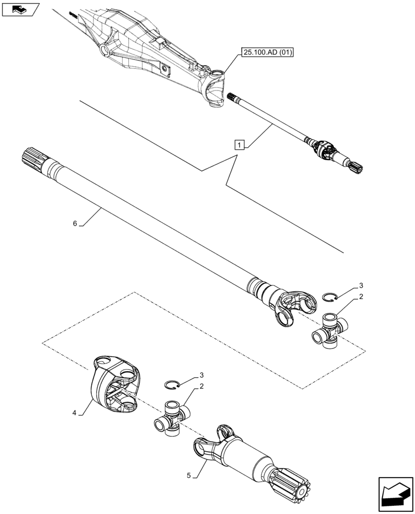 Схема запчастей Case IH FARMALL 105U - (25.108.AA[02]) - VAR - 390399 - 4WD FRONT AXLE, HALF SHAFT, COMPONENTS, W/ LIMITED SLIP DIFFERENTIAL (25) - FRONT AXLE SYSTEM