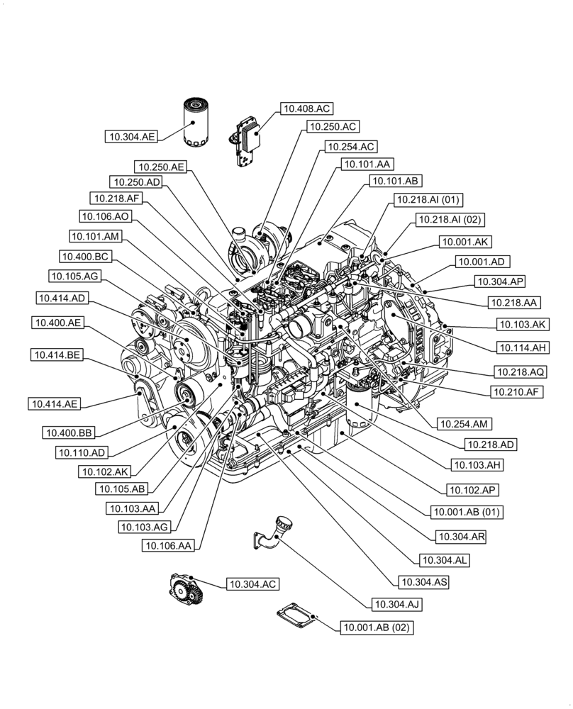 Схема запчастей Case IH F4HE9687M J106 - (00.000.10) - PICTORIAL INDEX - ENGINE (00) - GENERAL & PICTORIAL INDEX