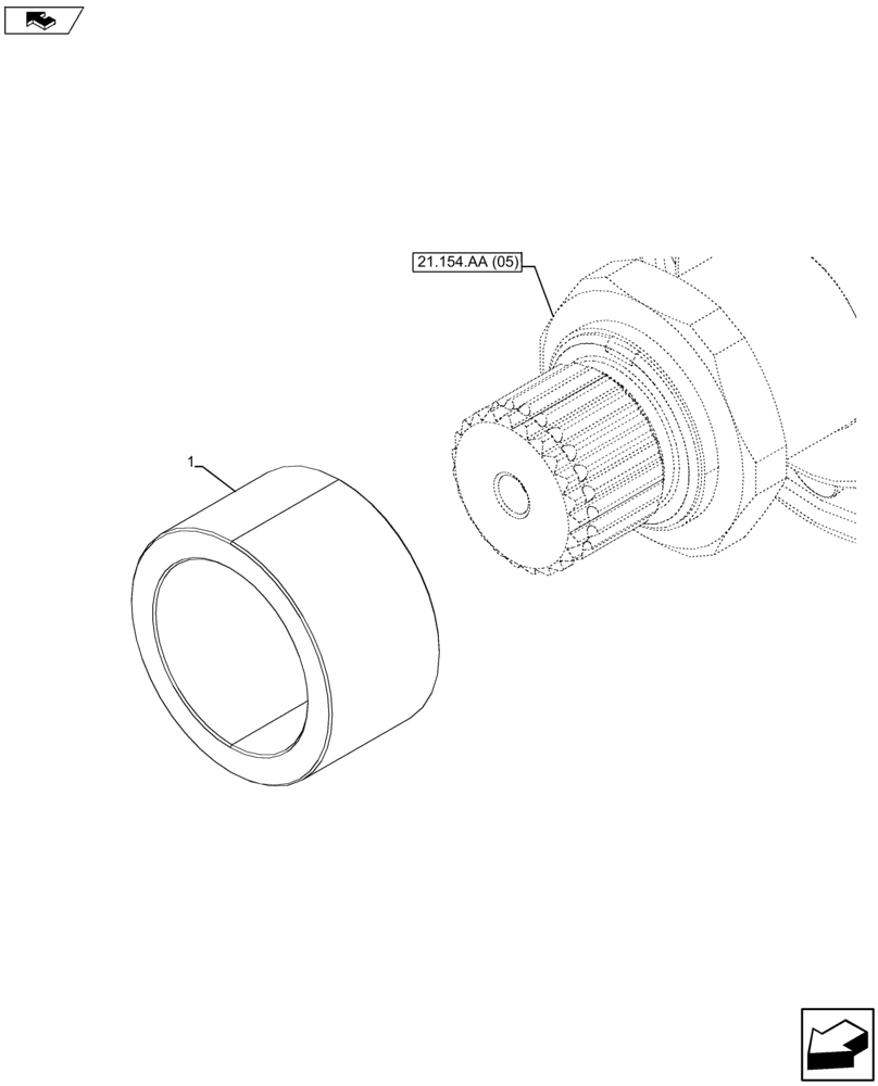 Схема запчастей Case IH FARMALL 105U - (21.154.AA[07]) - VAR - 39430 - CENTRAL REDUCTION GEAR, SPACER (21) - TRANSMISSION