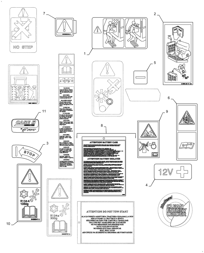 Схема запчастей Case IH PUMA 2304 - (90.108.AC[03]) - INSTRUCTION DECAL (90) - PLATFORM, CAB, BODYWORK AND DECALS