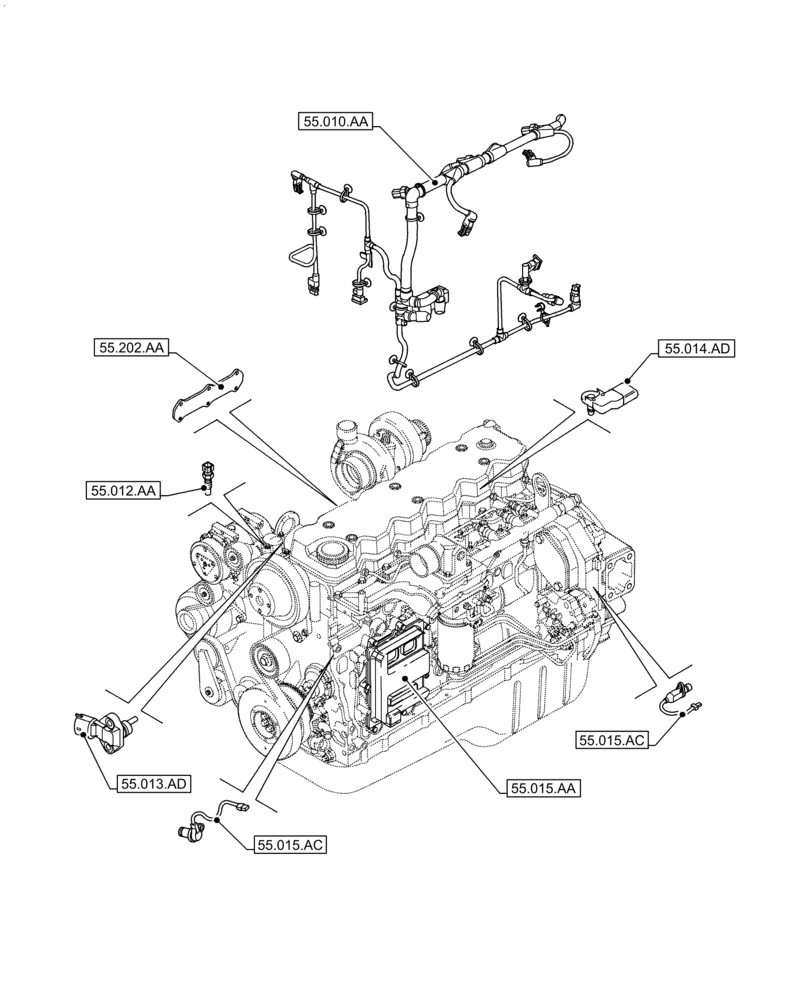 Схема запчастей Case IH F4HE9687S J106 - (55.000.00) - SECTION INDEX - ELECTRICAL SYSTEMS (55) - ELECTRICAL SYSTEMS