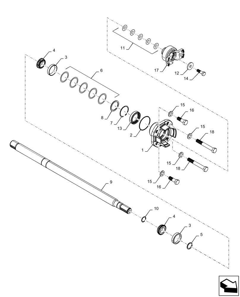 Схема запчастей Case IH MAGNUM 340 - (23.314.AI[01]) - MFD DRIVE SHAFT, INTERNAL, POWERSHIFT (23) - FOUR WHEEL DRIVE SYSTEM