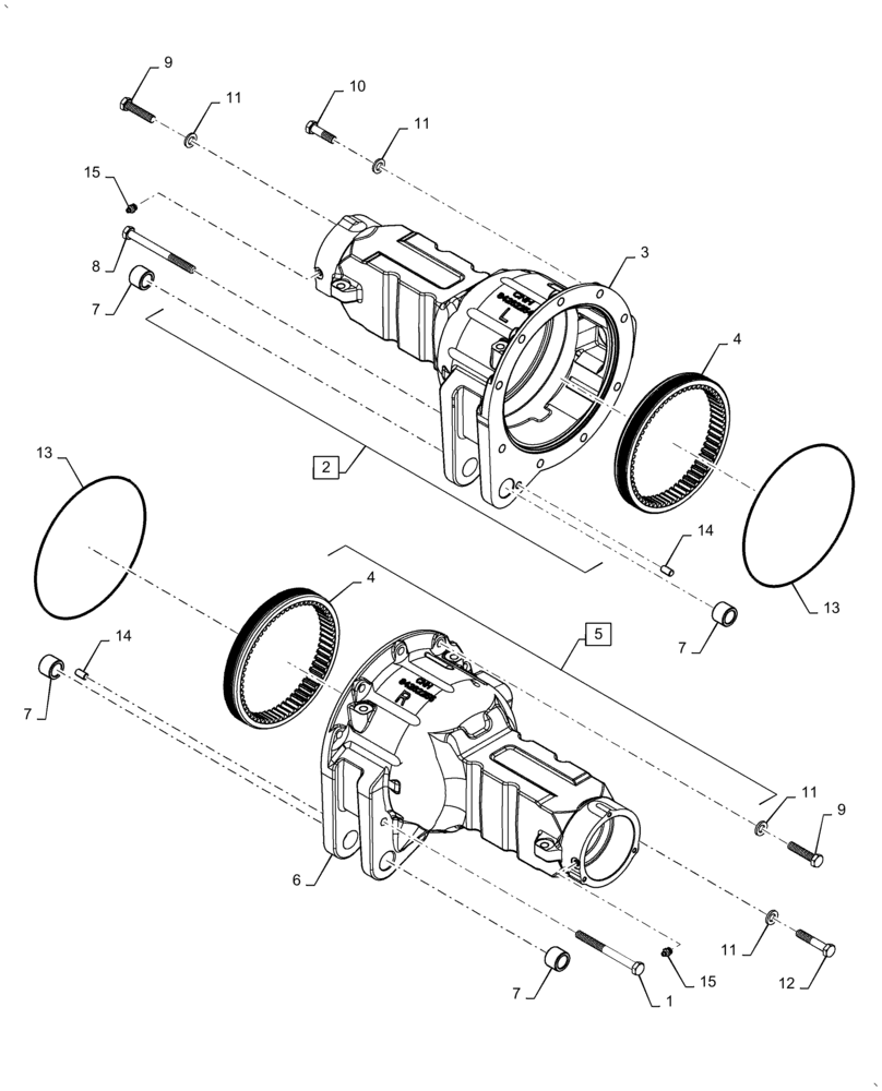 Схема запчастей Case IH FARMALL 50A - (27.126.AG[01]) - SIDE FINAL DRIVES HOUSING, REAR (27) - REAR AXLE SYSTEM