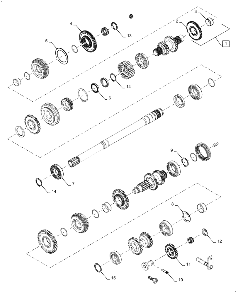 Схема запчастей Case IH FARMALL 60A - (21.140.AE[03]) - TRANSMISSION GEAR, SHAFT AND BEARINGS (21) - TRANSMISSION