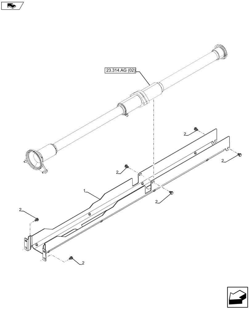 Схема запчастей Case IH FARMALL 115U - (23.314.AG[01]) - VAR - 390448 - PROTECTION TRANSM. SHAFT - LESS WATERPROOF (23) - FOUR WHEEL DRIVE SYSTEM