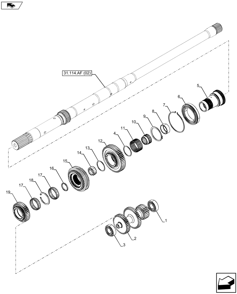 Схема запчастей Case IH FARMALL 105U - (21.148.AA[02]) - VAR - 334115, 334117 - TRANSMISSION, SYNCHRONIZER (16X16) (21) - TRANSMISSION
