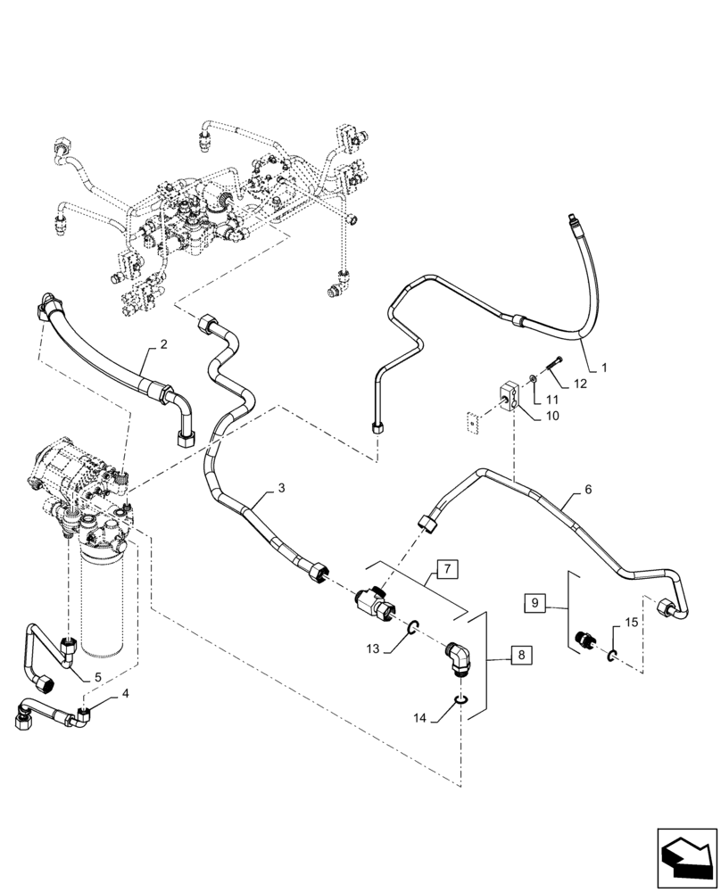 Схема запчастей Case IH MAGNUM 310 - (35.104.AA[13]) - HYDRAULIC SYSTEM, LINES (35) - HYDRAULIC SYSTEMS