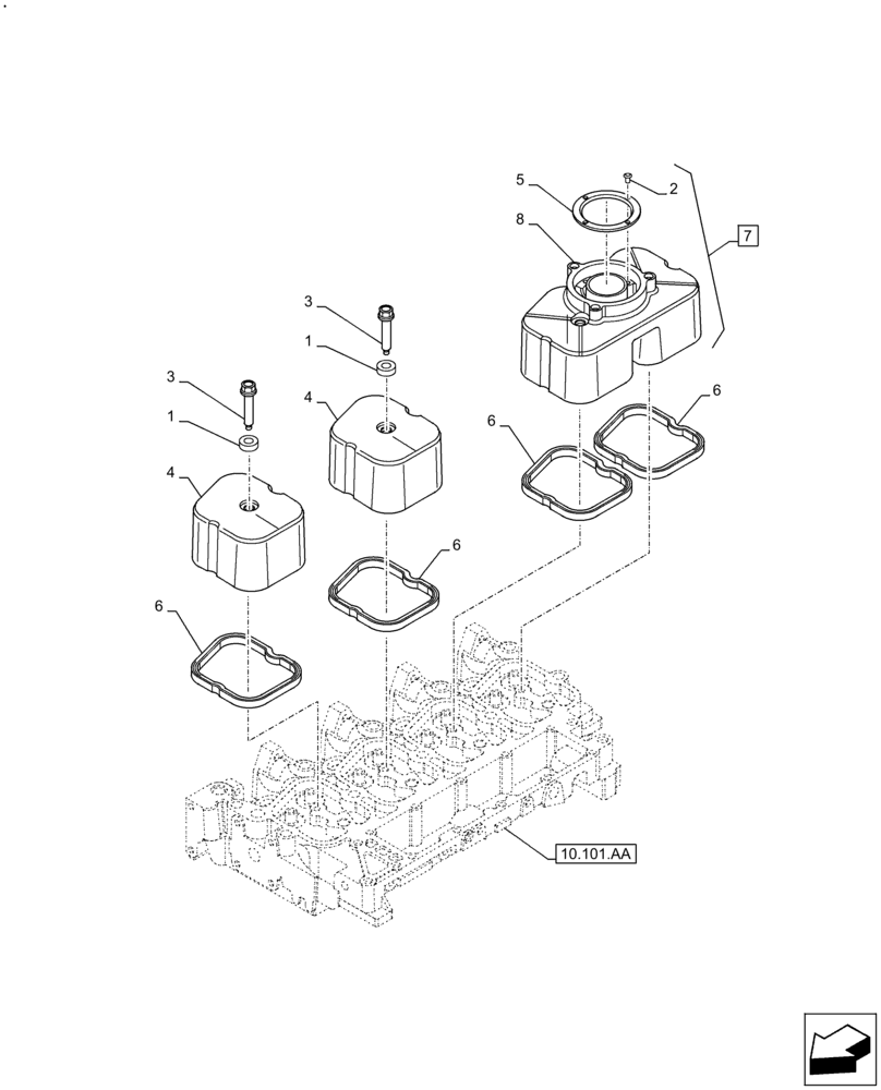 Схема запчастей Case IH F4GE9484A J613 - (10.101.AB) - CYLINDER HEAD, COVERS (10) - ENGINE