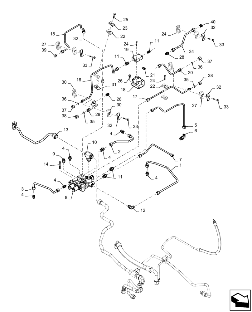 Схема запчастей Case IH MAGNUM 310 - (35.104.AA[14]) - HYDRAULIC SYSTEM, LINES (35) - HYDRAULIC SYSTEMS