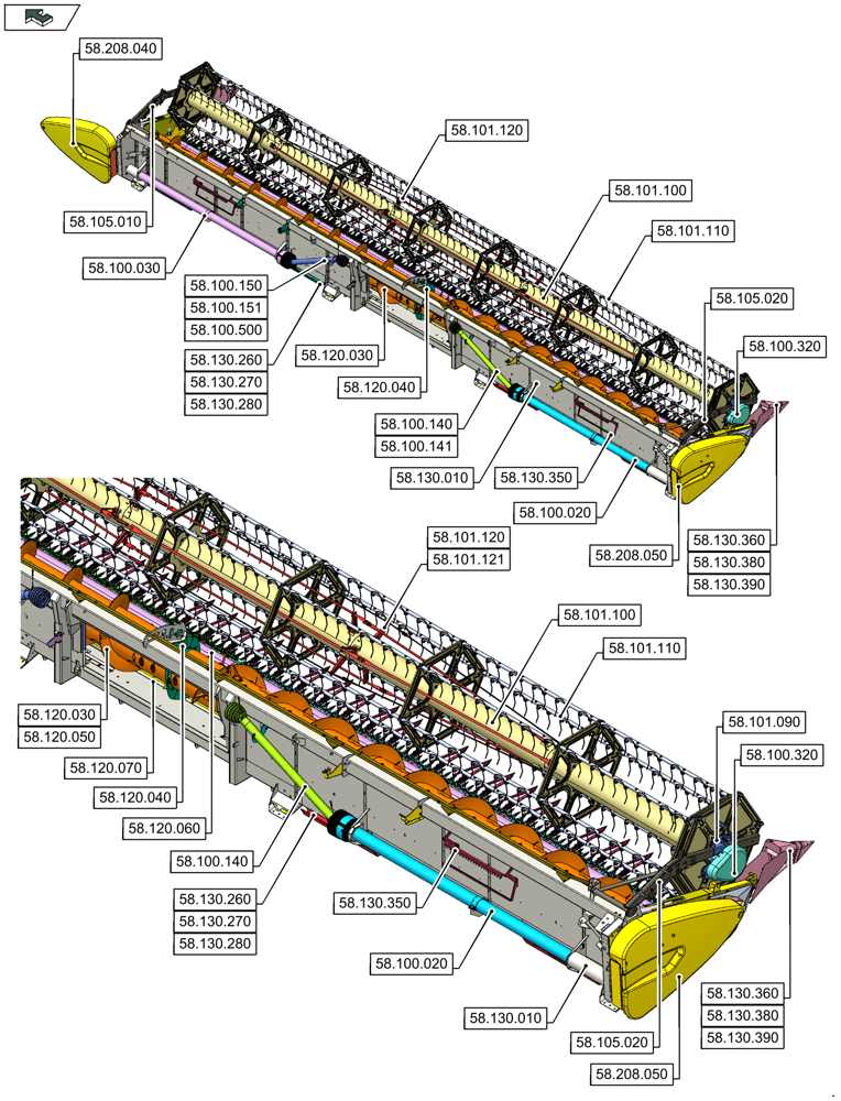 Схема запчастей Case IH 3050-41FT - (58.000.00[05]) - SECTION INDEX - ATTACHMENTS/HEADERS (58) - ATTACHMENTS/HEADERS