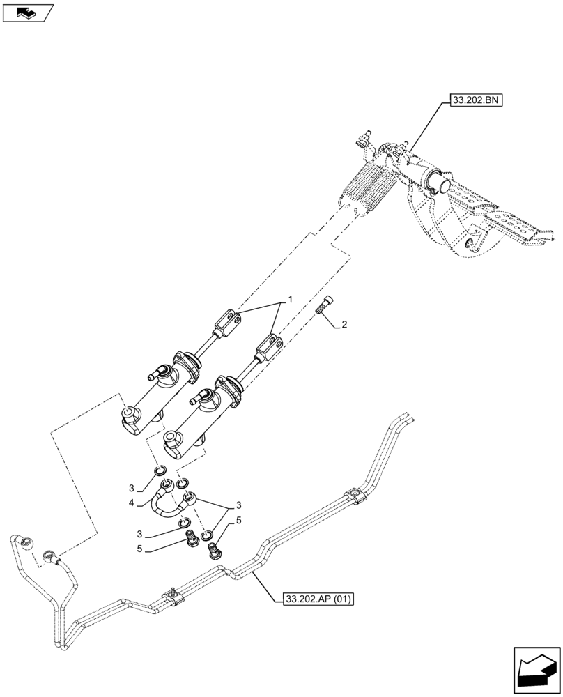 Схема запчастей Case IH FARMALL 105U - (33.202.AR) - VAR - 390319 - BRAKE, CONTROLS, PUMP, CYLINDER (33) - BRAKES & CONTROLS