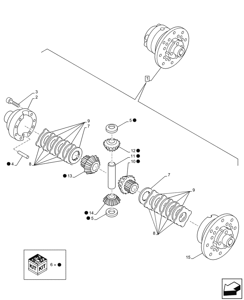 Схема запчастей Case IH FARMALL 105C - (25.102.AE[03]) - VAR - 744581 - LIMITED SLIP DIFFERENTIAL, 4WD, COMPONENTS (25) - FRONT AXLE SYSTEM