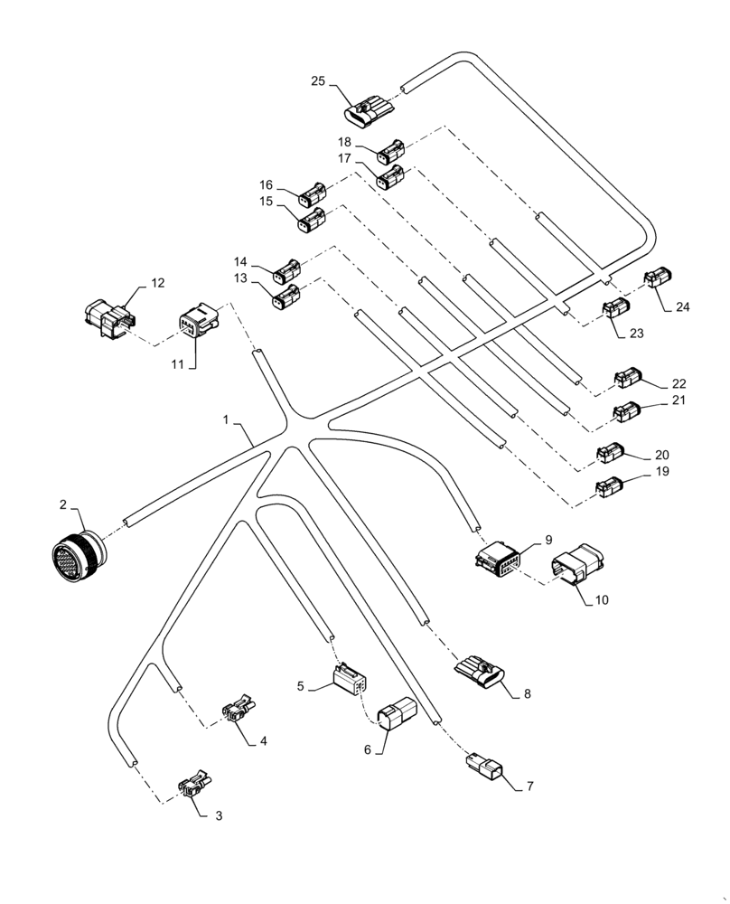 Схема запчастей Case IH PATRIOT 3340 - (55.515.AH[02]) - HYDRAULIC CONTROL, CENTER SECTION HARNESS (55) - ELECTRICAL SYSTEMS