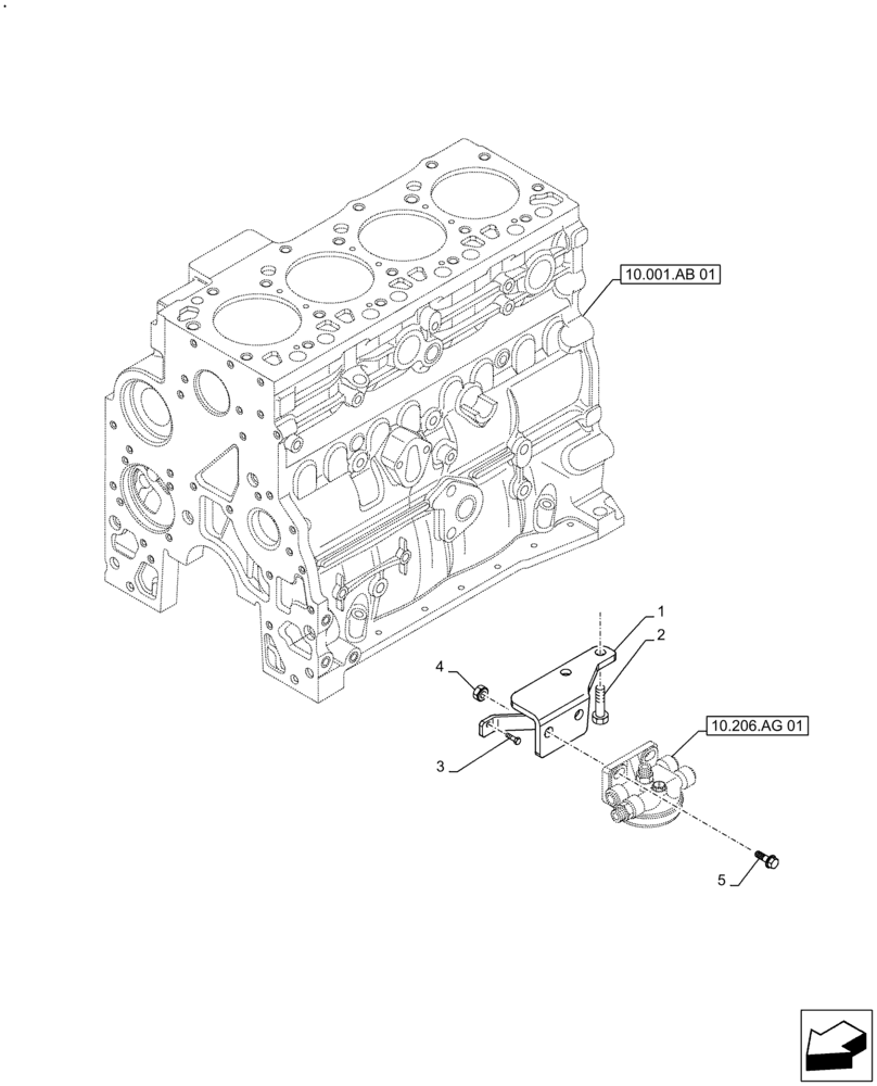 Схема запчастей Case IH F4GE9484A J613 - (10.206.AG[02]) - FUEL FILTER, SUPPORT (10) - ENGINE