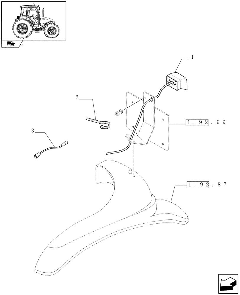 Схема запчастей Case IH FARMALL 90 - (1.75.6[04]) - LIGHTING COMPONENTS - REAR (06) - ELECTRICAL SYSTEMS