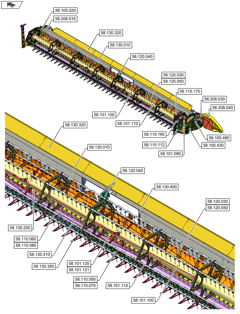 Схема запчастей Case IH 3050-41FT - (58.000.00[03]) - SECTION INDEX - ATTACHMENTS/HEADERS (58) - ATTACHMENTS/HEADERS