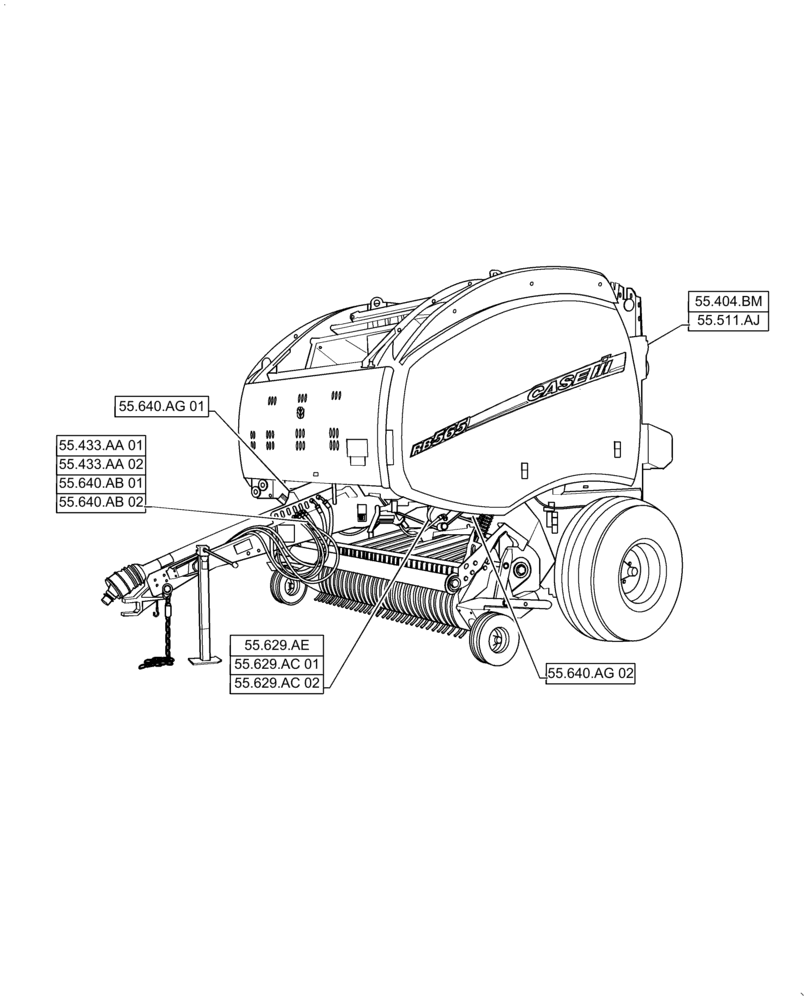 Схема запчастей Case IH RB565 - (00.000.55) - PICTORIAL INDEX - ELECTRICAL SYSTEMS (00) - GENERAL & PICTORIAL INDEX