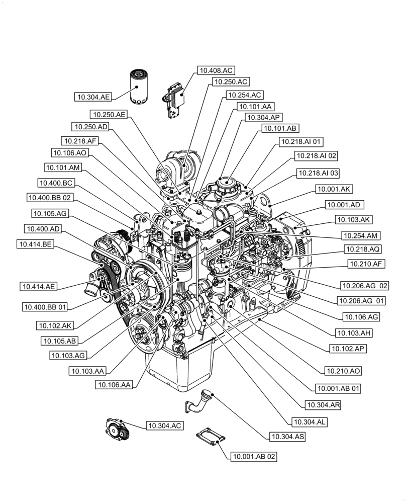 Схема запчастей Case IH F4GE9484A J613 - (00.000.10) - PICTORIAL INDEX - ENGINE (00) - GENERAL & PICTORIAL INDEX