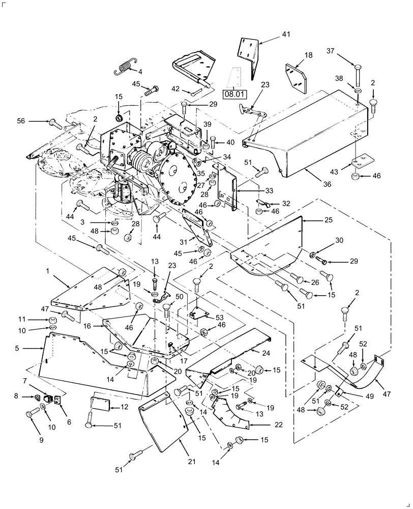 Схема запчастей Case IH DC102 - (08.02) - SHIELDING, LH (08) - SHEET METAL