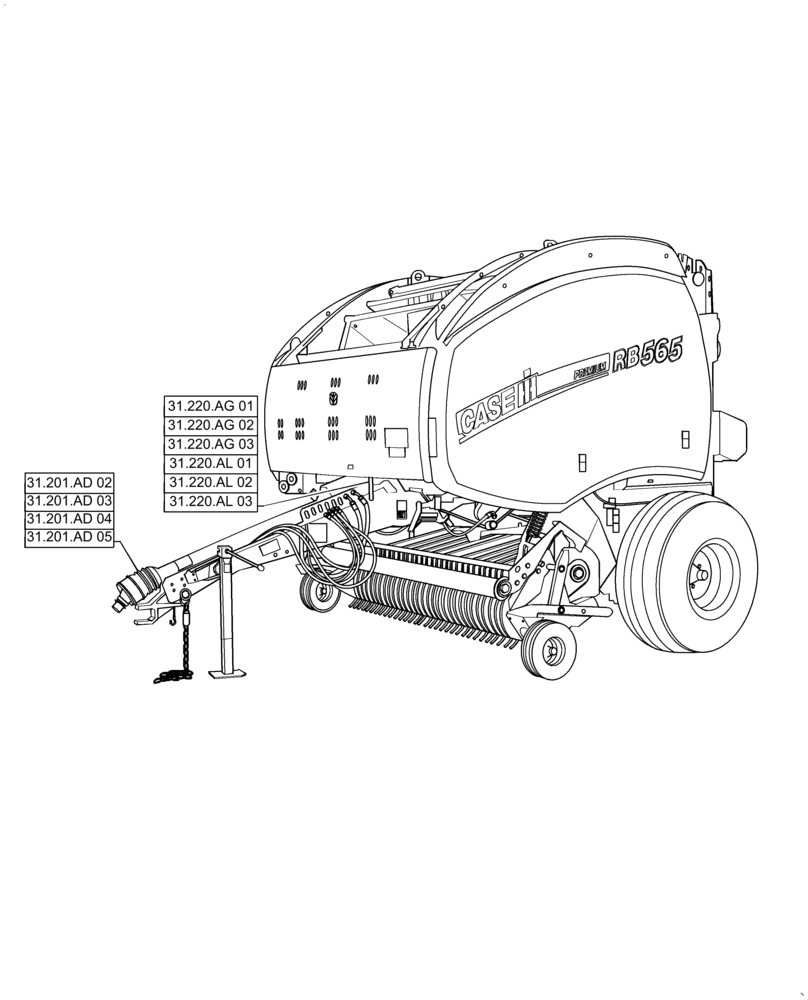 Схема запчастей Case IH RB565 - (31.000.00) - PICTORIAL INDEX - IMPLEMENT POWER TAKE-OFF (31) - IMPLEMENT POWER TAKE OFF