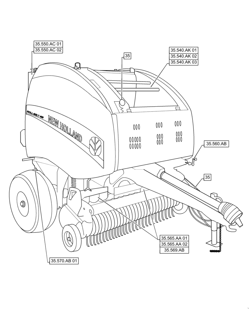 Схема запчастей Case IH RB455 - (35.000.00) - PICTORIAL INDEX - HYDRAULIC SYSTEMS (35) - HYDRAULIC SYSTEMS