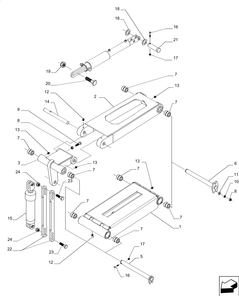 Схема запчастей Case IH A8800 - (60.350.AB) - CROPDIVIDER 45° LIFT ARMS (60) - PRODUCT FEEDING