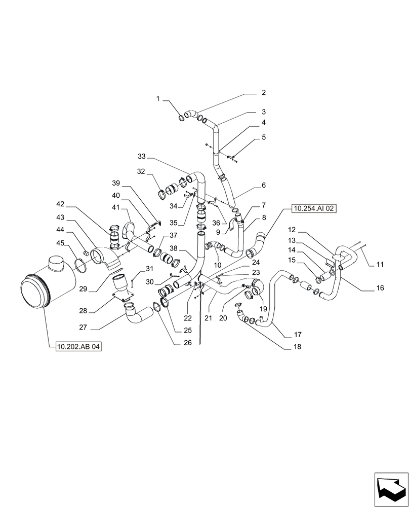 Схема запчастей Case IH A8800 - (10.310.AE[02]) - DC-9 MOTOR, AFTERCOOLER LINE (10) - ENGINE