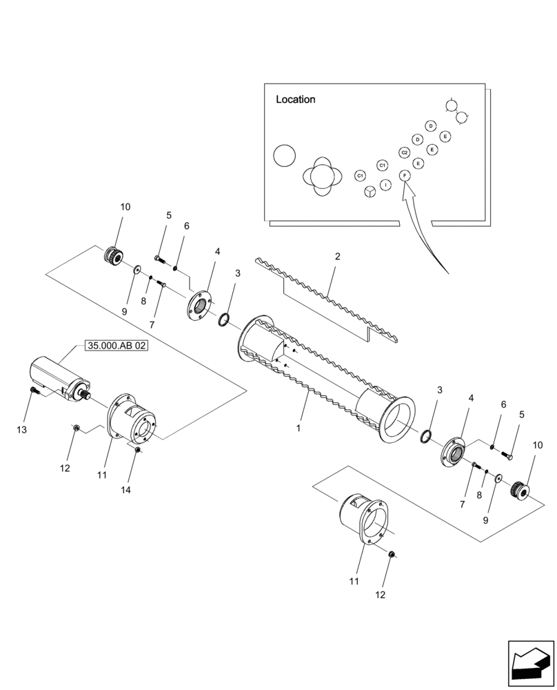 Схема запчастей Case IH A8800 - (60.390.AA[03]) - BOTTOM ROLLER (F) (60) - PRODUCT FEEDING