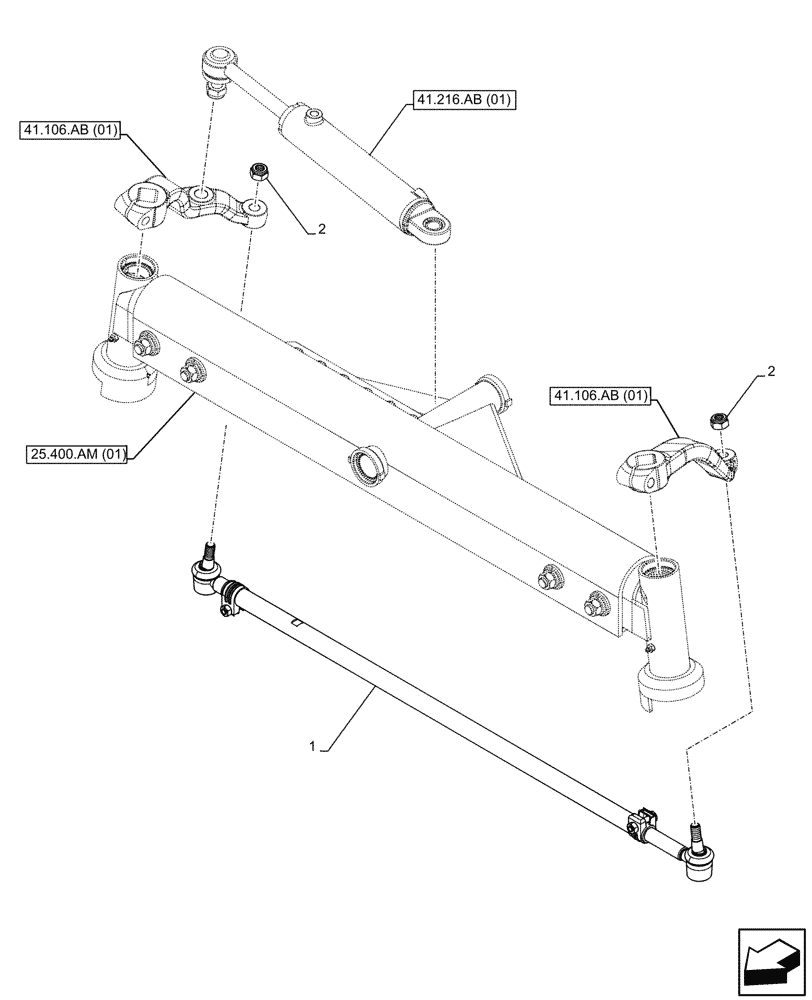 Схема запчастей Case IH FARMALL 120C - (41.106.AC[01]) - VAR - 330581 - FRONT AXLE, ADJUSTMENT ROD, 2WD (41) - STEERING