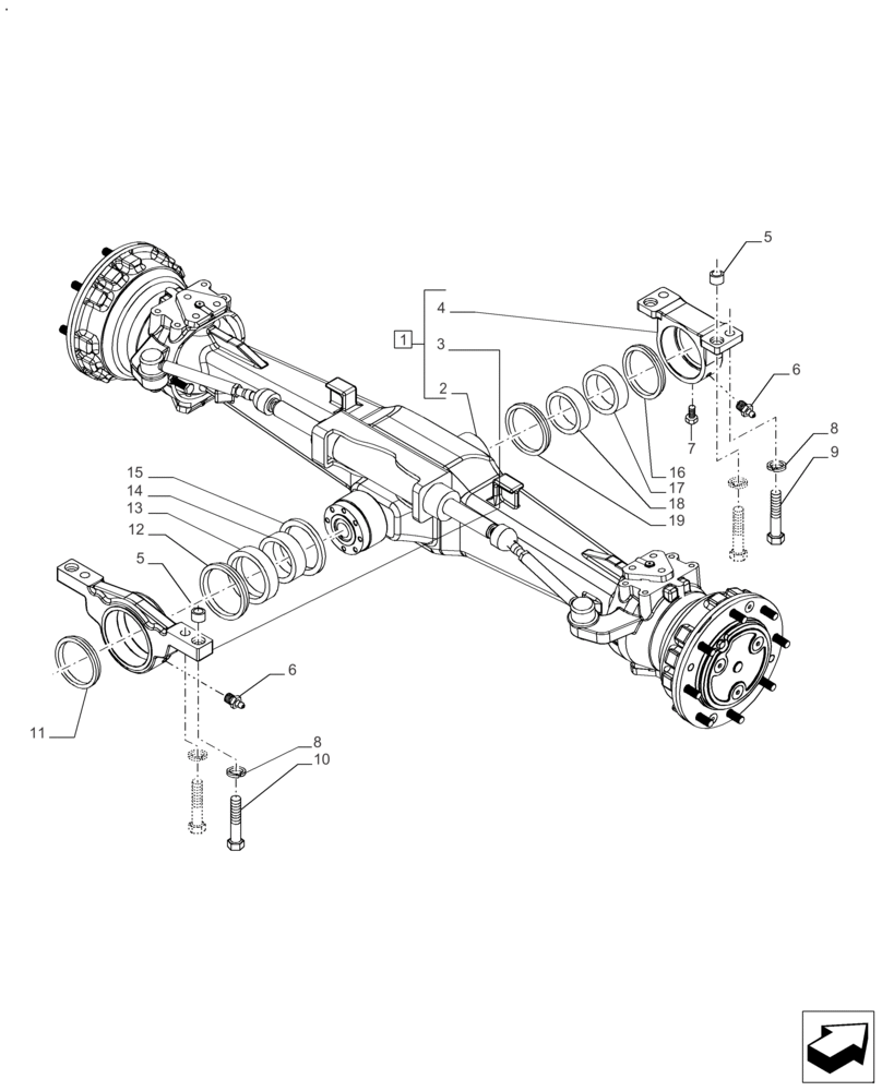 Схема запчастей Case IH FARMALL 110A - (25.100.AD[01]) - VAR - 391292 - FRONT AXLE, 4WD, HOUSING, STANDARD DUTY (25) - FRONT AXLE SYSTEM