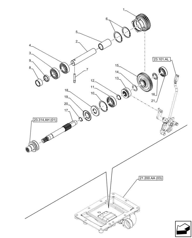 Схема запчастей Case IH FARMALL 120C - (23.101.AF[02]) - VAR - 390328, 743559 - GEAR, W/ MECHANICAL ENGAGEMENT, 4WD (23) - FOUR WHEEL DRIVE SYSTEM