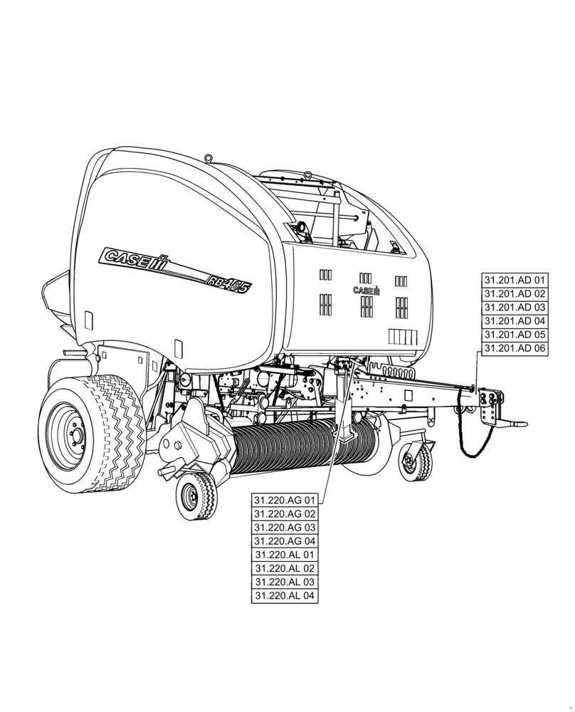 Схема запчастей Case IH RB455 - (31.000.00) - PICTORIAL INDEX - IMPLEMENT POWER TAKE-OFF (31) - IMPLEMENT POWER TAKE OFF