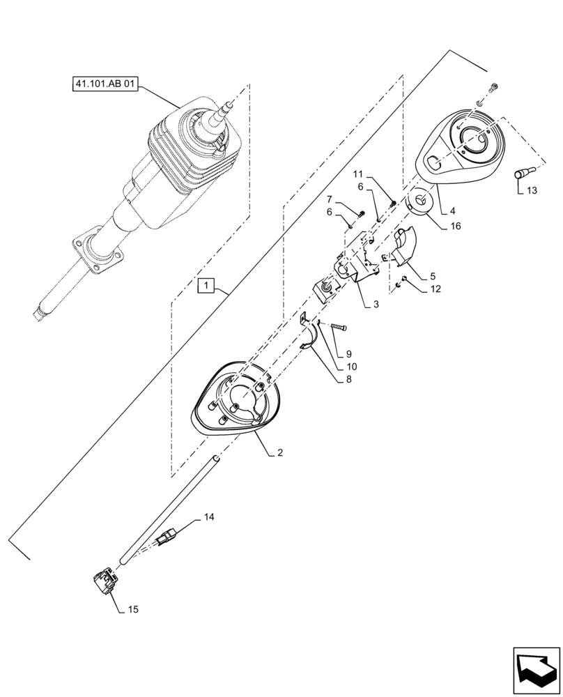 Схема запчастей Case IH TITAN 3040 - (41.101.AB[02]) - STEERING AND POD ASSEMBLY (41) - STEERING