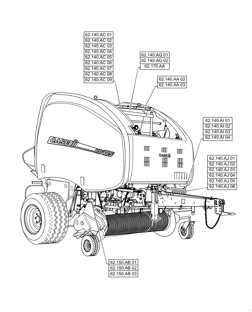 Схема запчастей Case IH RB455 - (00.000.62) - PICTORIAL INDEX - PRESSING (00) - GENERAL & PICTORIAL INDEX