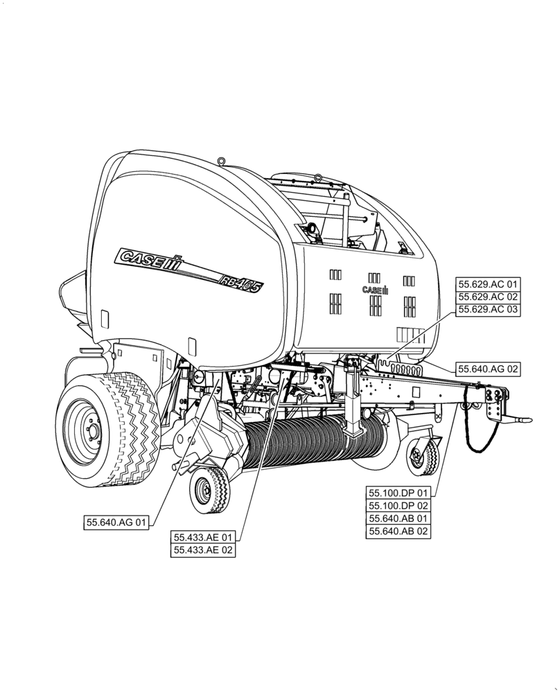 Схема запчастей Case IH RB455 - (55.000.00) - PICTORIAL INDEX - ELECTRICAL SYSTEMS (55) - ELECTRICAL SYSTEMS