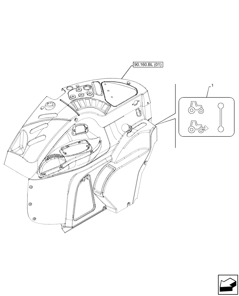Схема запчастей Case IH FARMALL 120C - (90.108.AA[01]) - VAR - 390328, 743559 - DECAL, FWD, CONTROL, CAB (90) - PLATFORM, CAB, BODYWORK AND DECALS