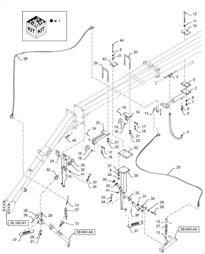 Схема запчастей Case IH WR201 - (88.100.35[03]) - CENTER KICKER, HYDRAULIC LIFT KIT (MAR 12 2010 2:37PM) (88) - ACCESSORIES