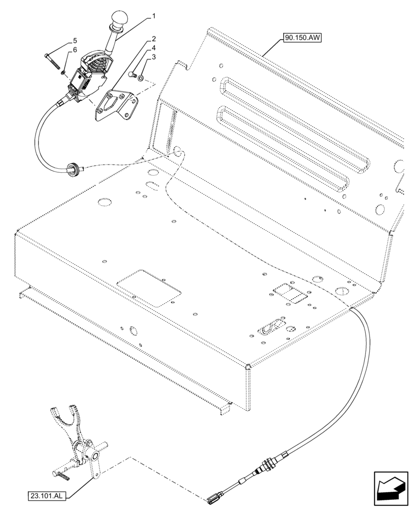Схема запчастей Case IH FARMALL 120C - (21.160.AI[02]) - VAR - 340110, 340111, 340112, 340113 - CREEPER, CONTROL LEVER, W/O CAB (21) - TRANSMISSION