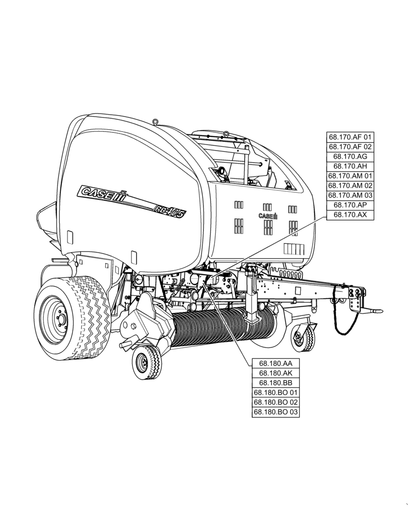 Схема запчастей Case IH RB455 - (00.000.68) - PICTORIAL INDEX - TYING / WRAPPING (00) - GENERAL & PICTORIAL INDEX