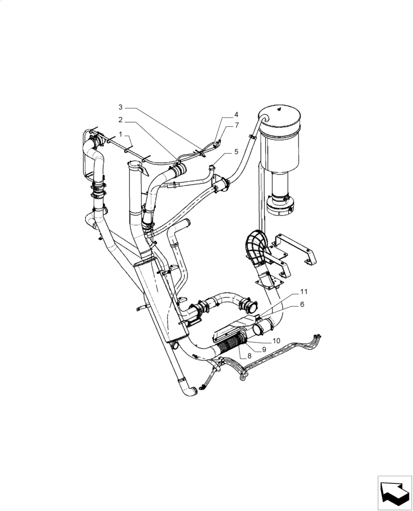 Схема запчастей Case IH A8800 - (10.254.AI[04]) - DC-9 MOTOR, EXHAUST SYSTEM W/ MUFFLER (10) - ENGINE