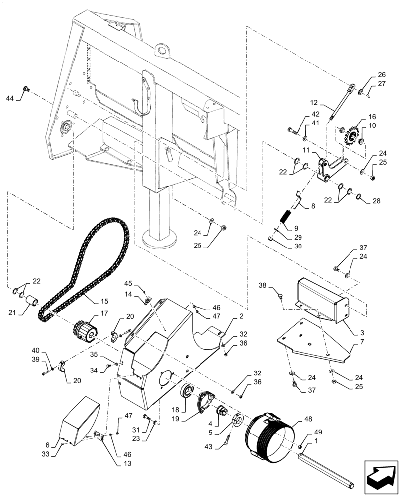 Схема запчастей Case IH 4406-30 - (58.100.AH[02]) - DRIVE, HEADER, ASSY, REAR (58) - ATTACHMENTS/HEADERS