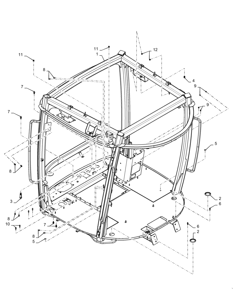 Схема запчастей Case IH TITAN 4540 - (90.150.AC[01]) - CAB FRAME (90) - PLATFORM, CAB, BODYWORK AND DECALS