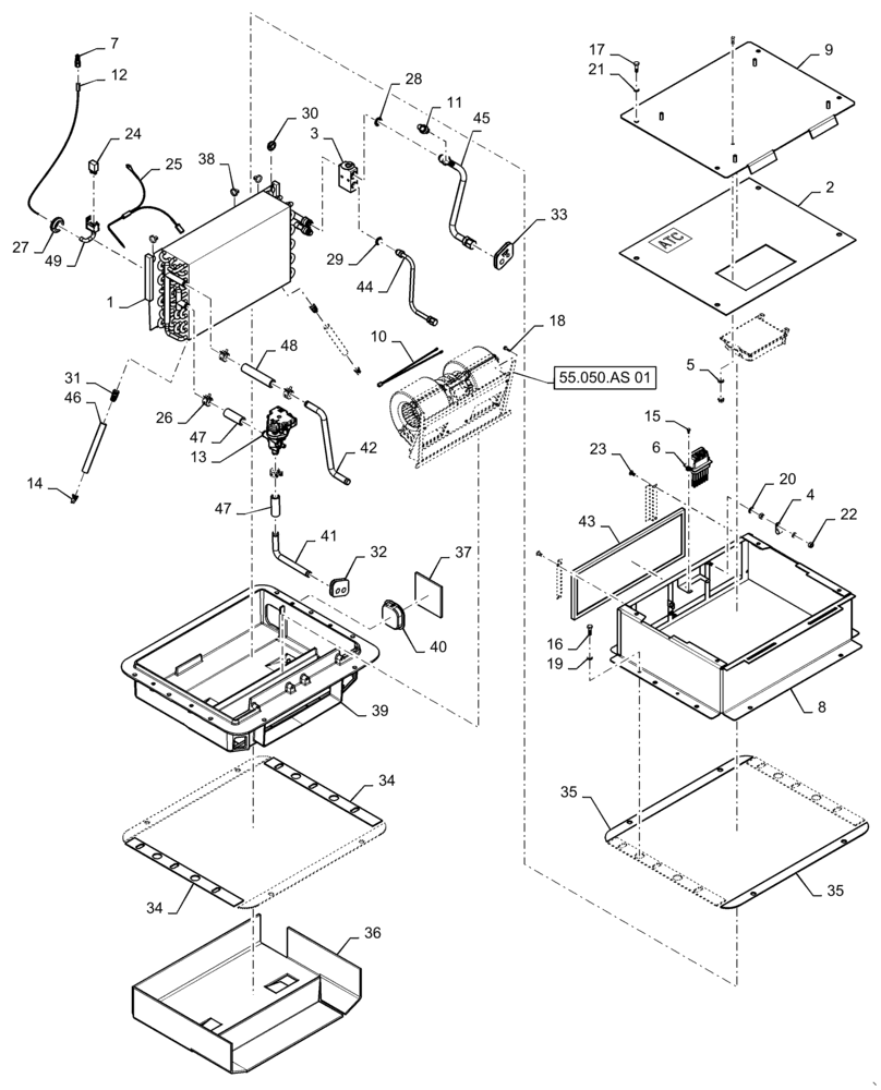 Схема запчастей Case IH TITAN 3040 - (50.200.AA[01]) - AIR CONDITIONING WITH ATC (50) - CAB CLIMATE CONTROL