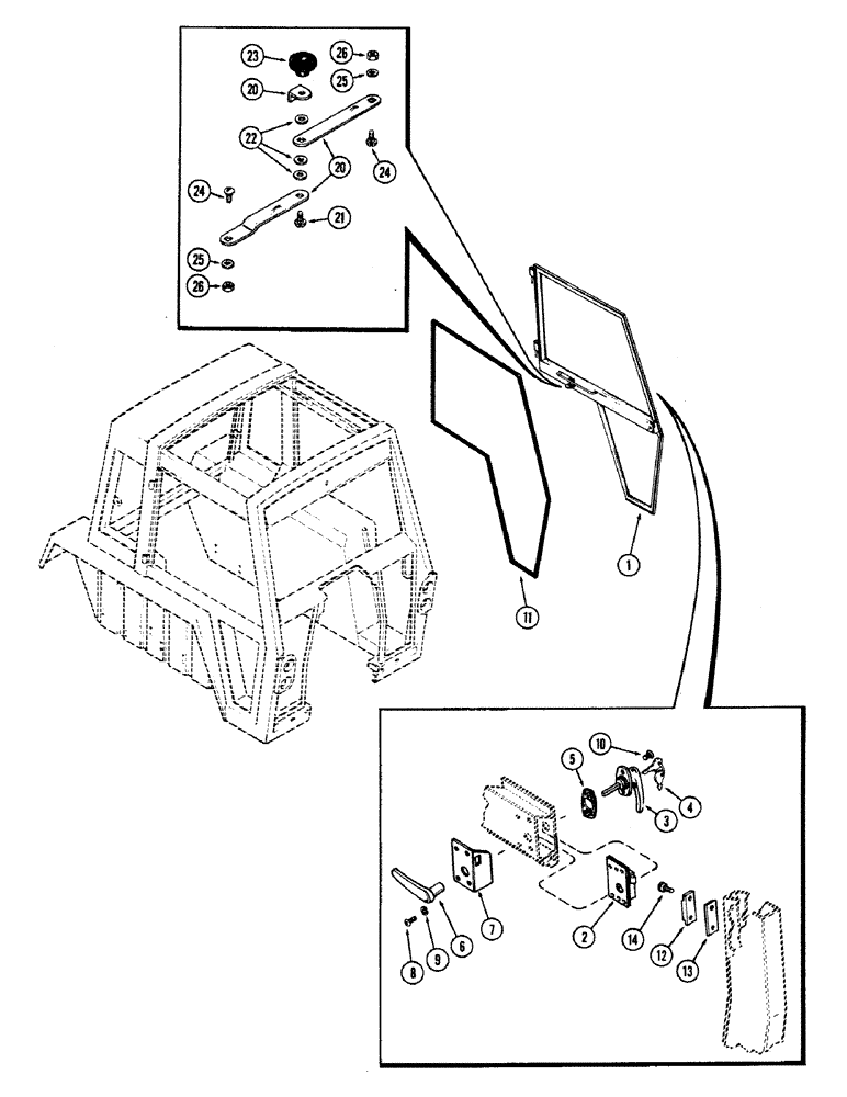 Схема запчастей Case IH 870 - (295A) - CAB, DOOR, HINSON (09) - CHASSIS/ATTACHMENTS