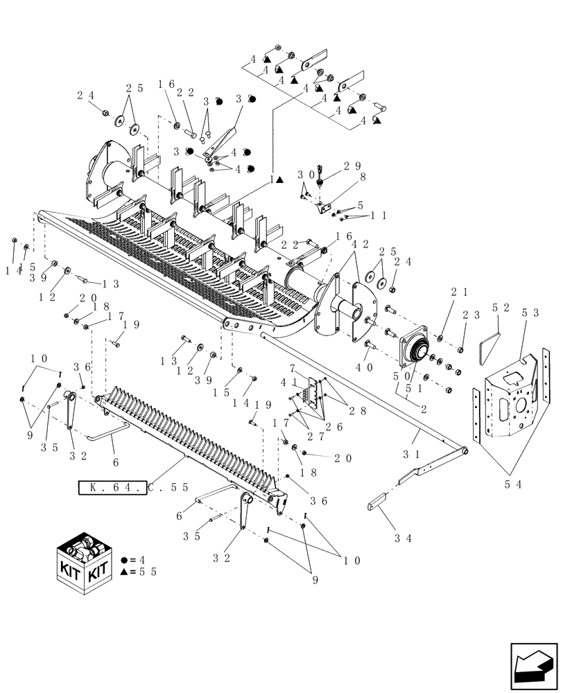 Схема запчастей Case IH AFX8010 - (K.64.C[2]) - STRAW CHOPPER, FLAIL K - Crop Processing