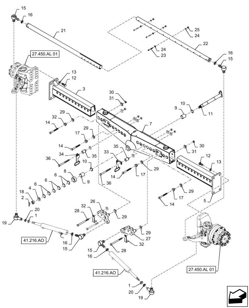 Схема запчастей Case IH 9230 - (27.100.AB) - VAR - 425163, 425164 - REAR AXLE ASSY (27) - REAR AXLE SYSTEM